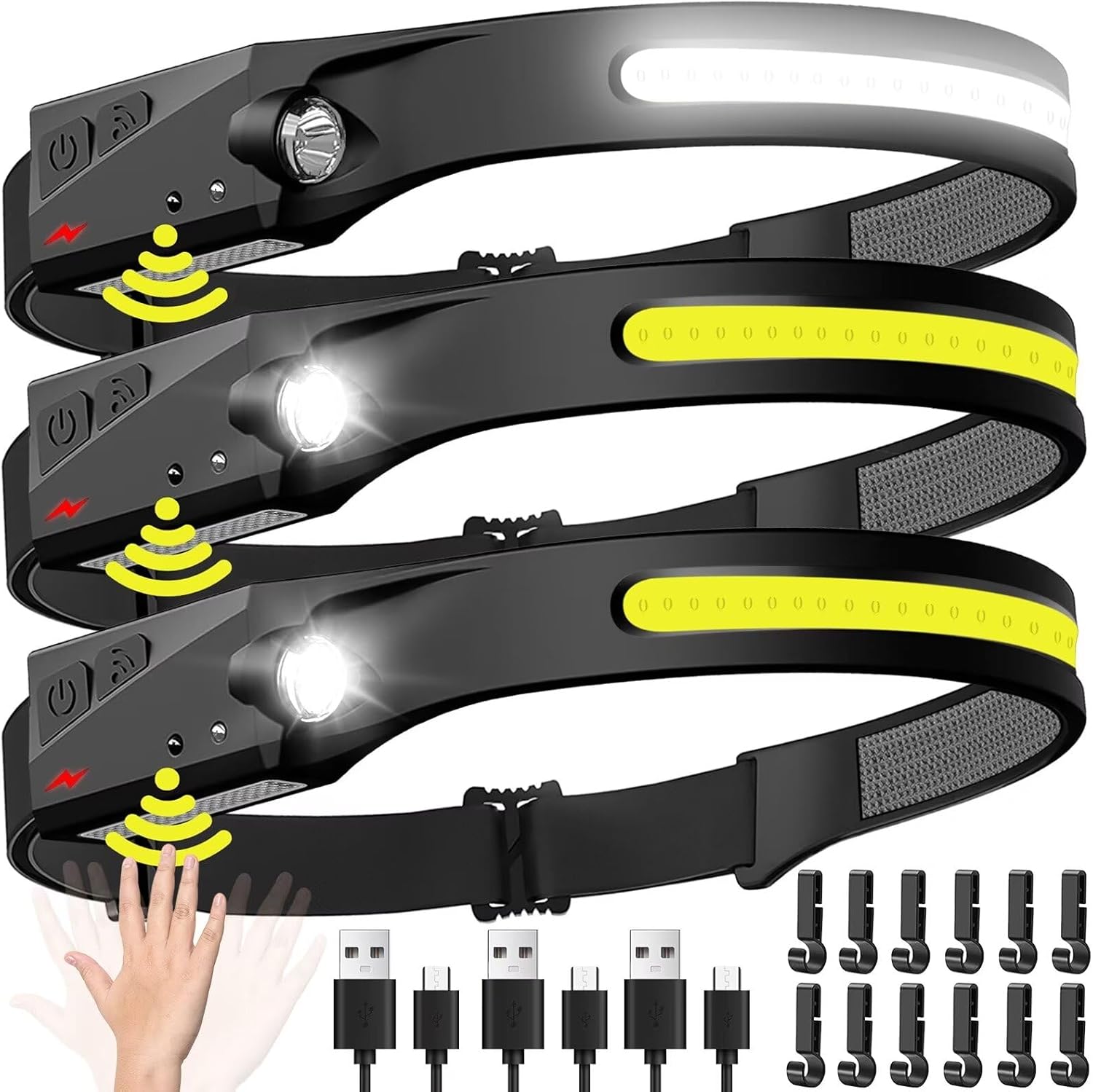 Led Headlight Bulbs - Sensor farol led cabeça lanterna recarregável