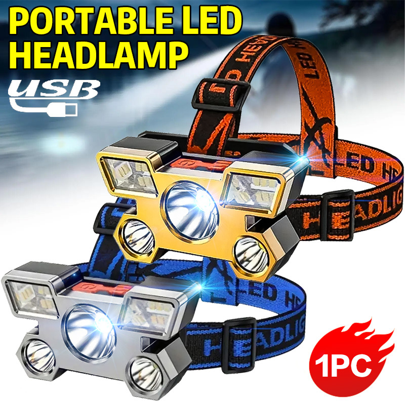 Led Headlight Bulbs - Lanterna de 5 LED recarregável com