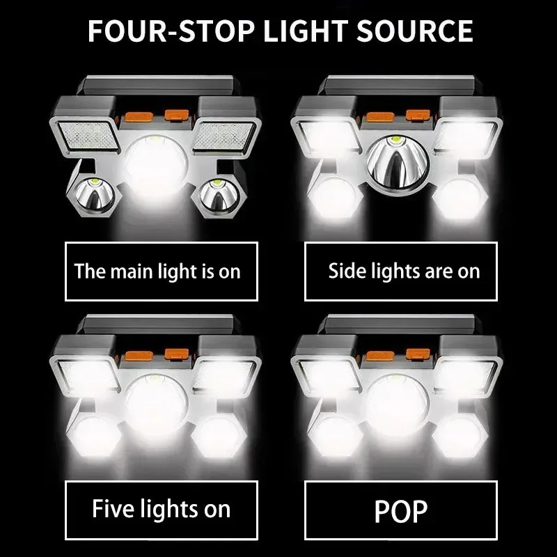 Lanterna de 5 LED recarregável - Led Headlight Bulbs avaliação e preço